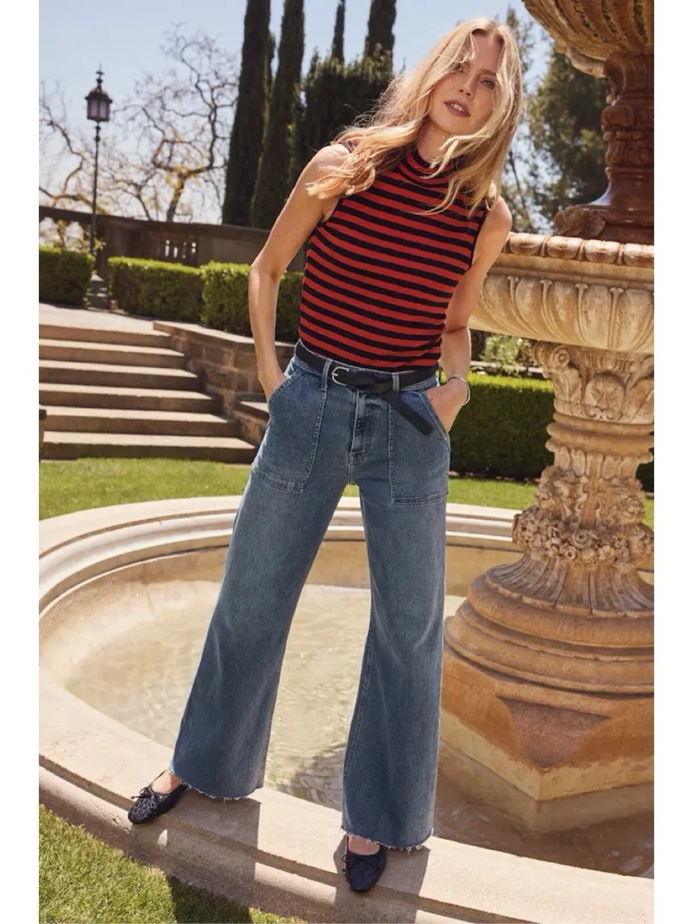 Pistola • Penny Utility High Rise Wide Leg jeans in Camden blue stretch curvy - Picture 5 of 11